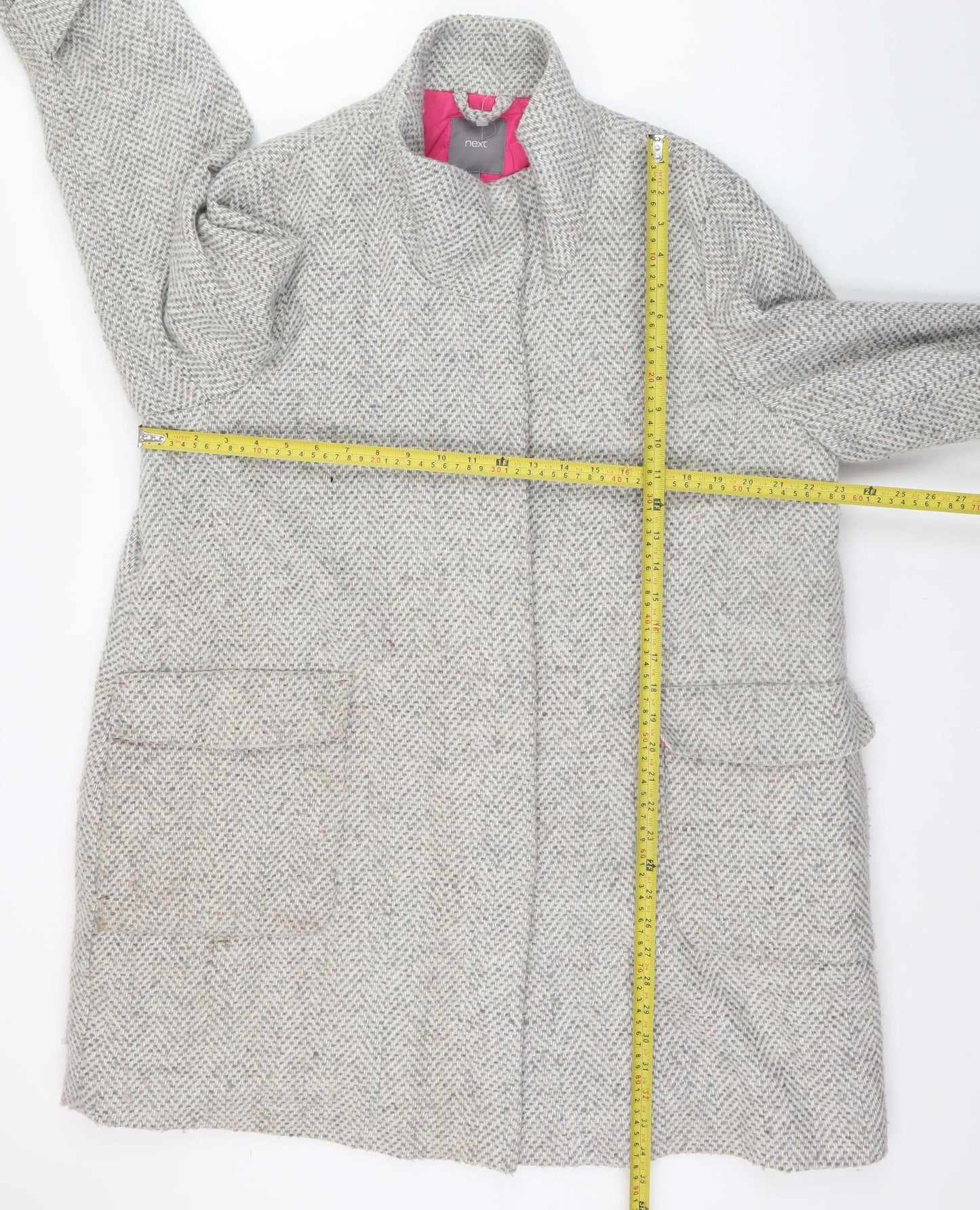 Next Women’s Grey Tweed Wool Blend Coat Size 20 Classic Overcoat