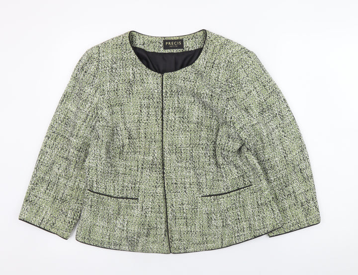 Precis Petite Women’s Green Tweed Classic Blazer Size 16