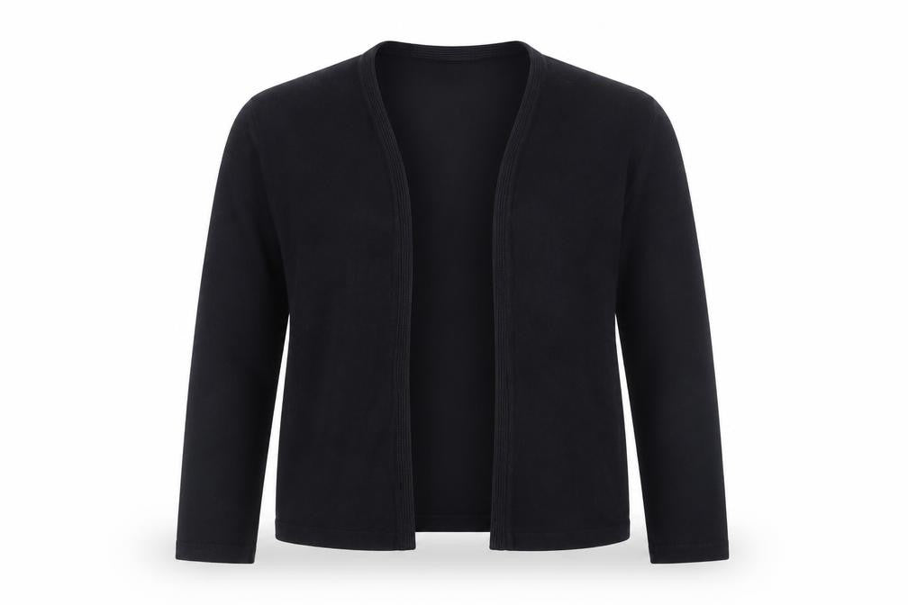 Front view of M&Co Women’s Black, size UK 12, Open Front Long Sleeve Cardigan