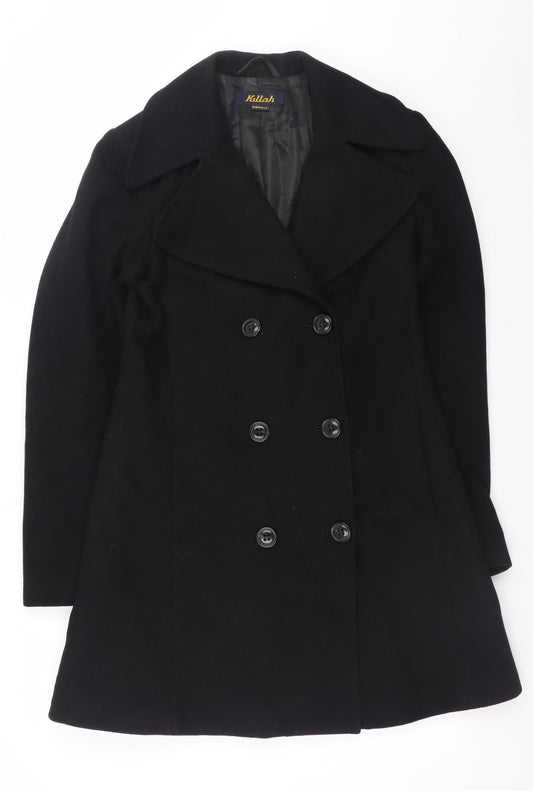 Killah Women's Black Wool Pea Coat XS Mid-Length Classic Style