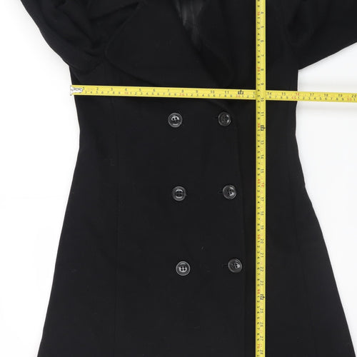 Killah Women's Black Wool Pea Coat XS Mid-Length Classic Style