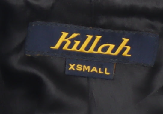 Killah Women's Black Wool Pea Coat XS Mid-Length Classic Style