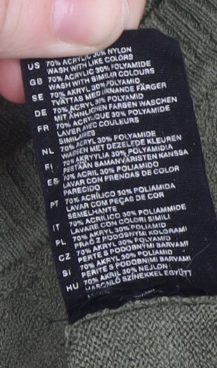 H&M Women Green V-Neck 3/4 Sleeve Pullover Jumper Size L