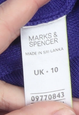 Marks and Spencer Women Purple Size 10 A-Line Knit Dress