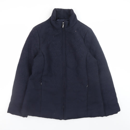 Monsoon Women’s Blue Wool Blend Full Zip Jacket Size 12