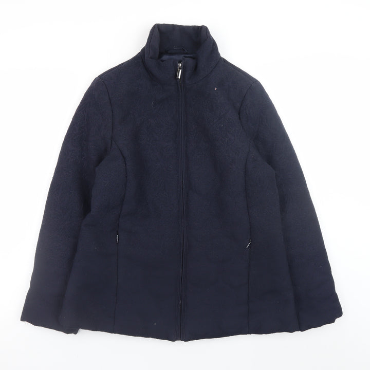 Monsoon Women’s Blue Wool Blend Full Zip Jacket Size 12