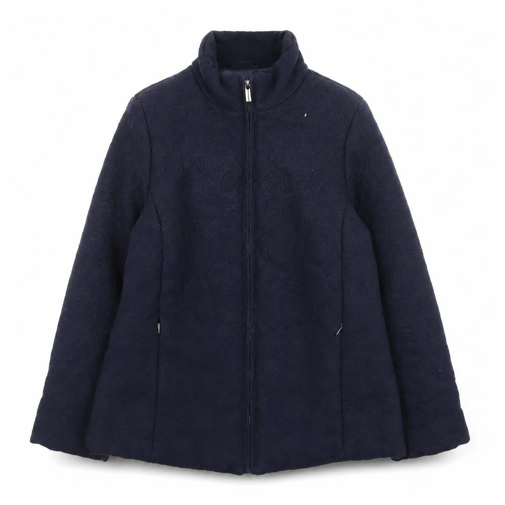 Front view of Monsoon Women’s Blue Wool Blend Full Zip Jacket, size UK 12
