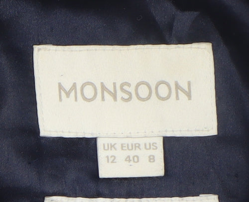 Monsoon Women’s Blue Wool Blend Full Zip Jacket Size 12