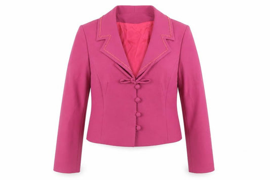Front view of Petite Française Women's Pink, size 16, Classic Blazer Jacket
