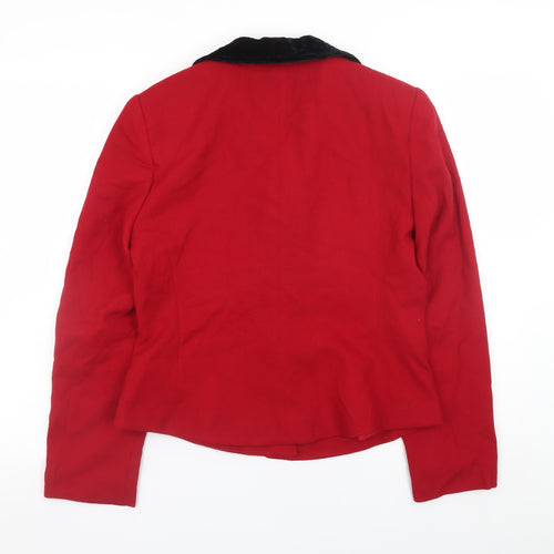Evan-Picone Women's Red Wool Blazer Velvet Collar Size 12 Classic Jacket