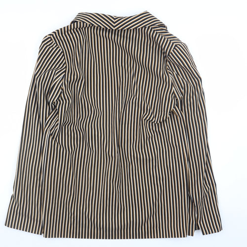 Primark Women Black Stripe Blazer Size 6 Polyester Blend Lined Jacket