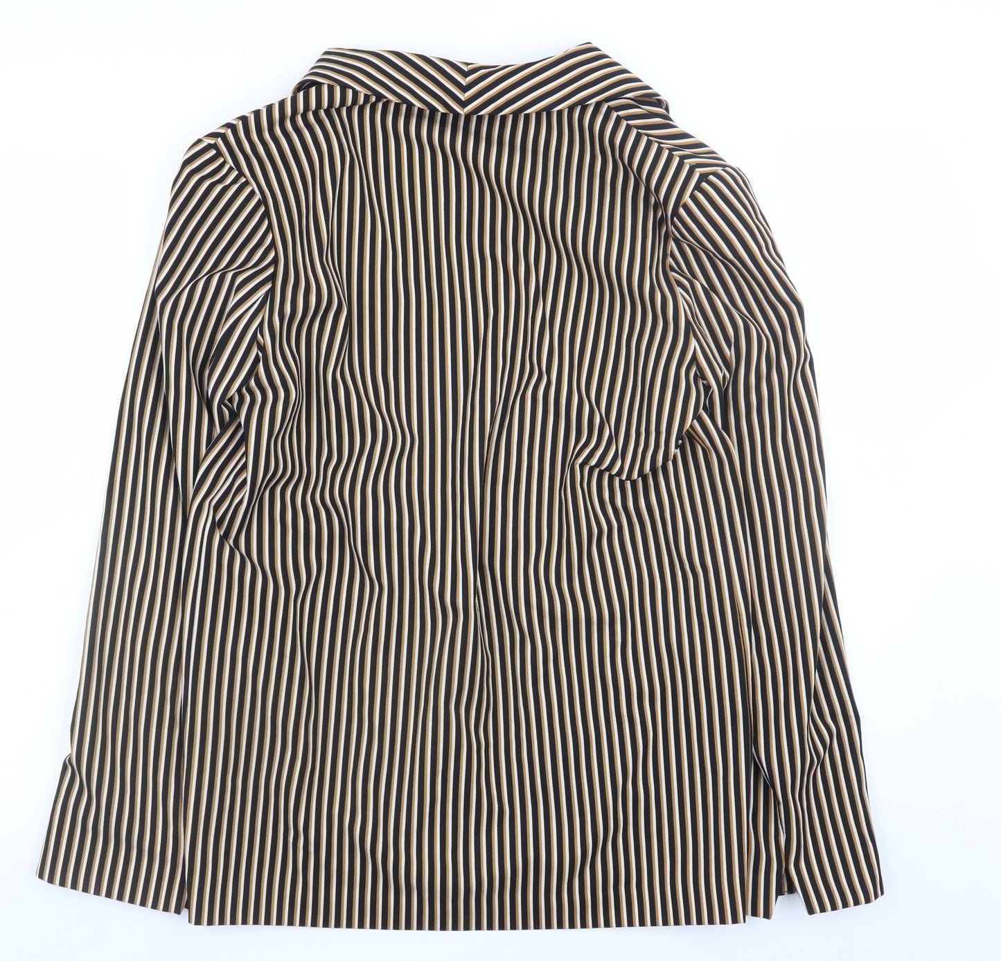 Primark Women Black Stripe Blazer Size 6 Polyester Blend Lined Jacket