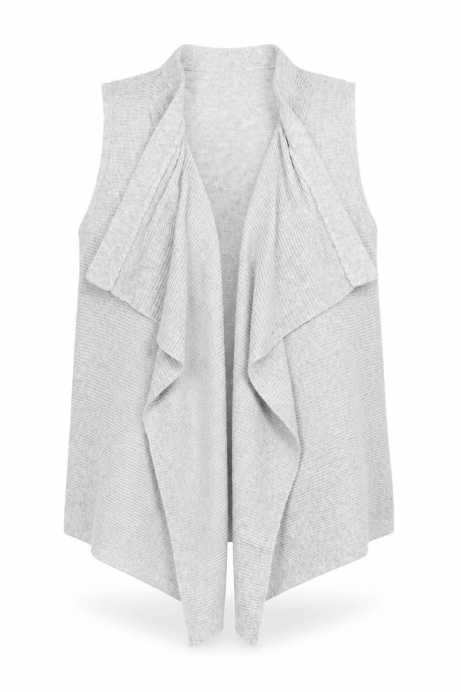 Front view of David Emanuel Women's Grey Sleeveless Wrap Knit Cardigan M