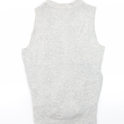 David Emanuel Women's Grey Sleeveless Wrap Knit Cardigan M