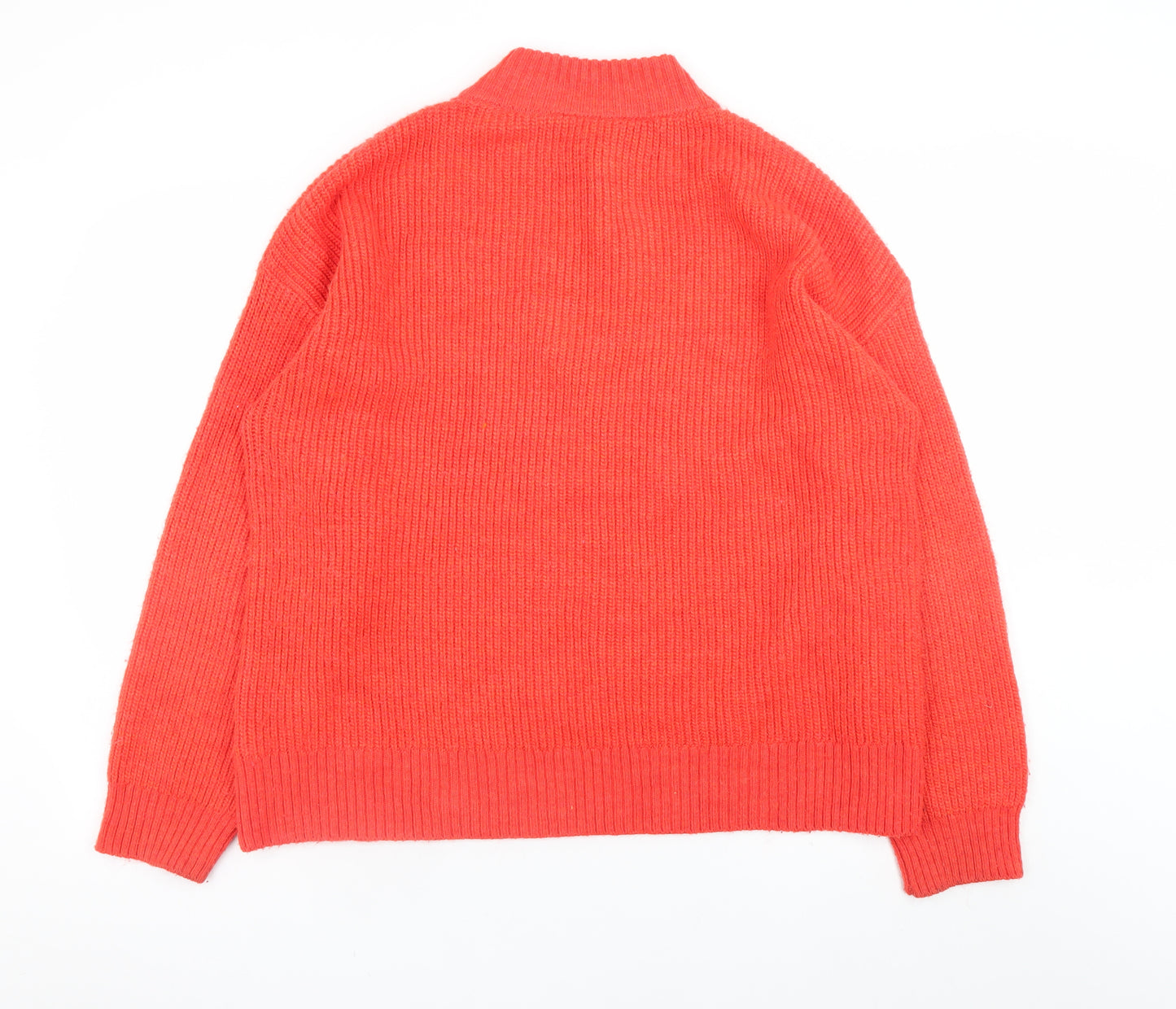 Marks and Spencer Women's Red Mock Neck Half Zip Knit Jumper Size 16