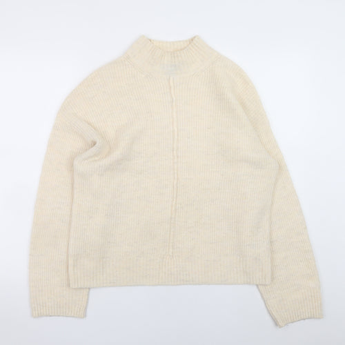 New Look Women’s Ivory Mock Neck Knit Pullover Jumper Medium