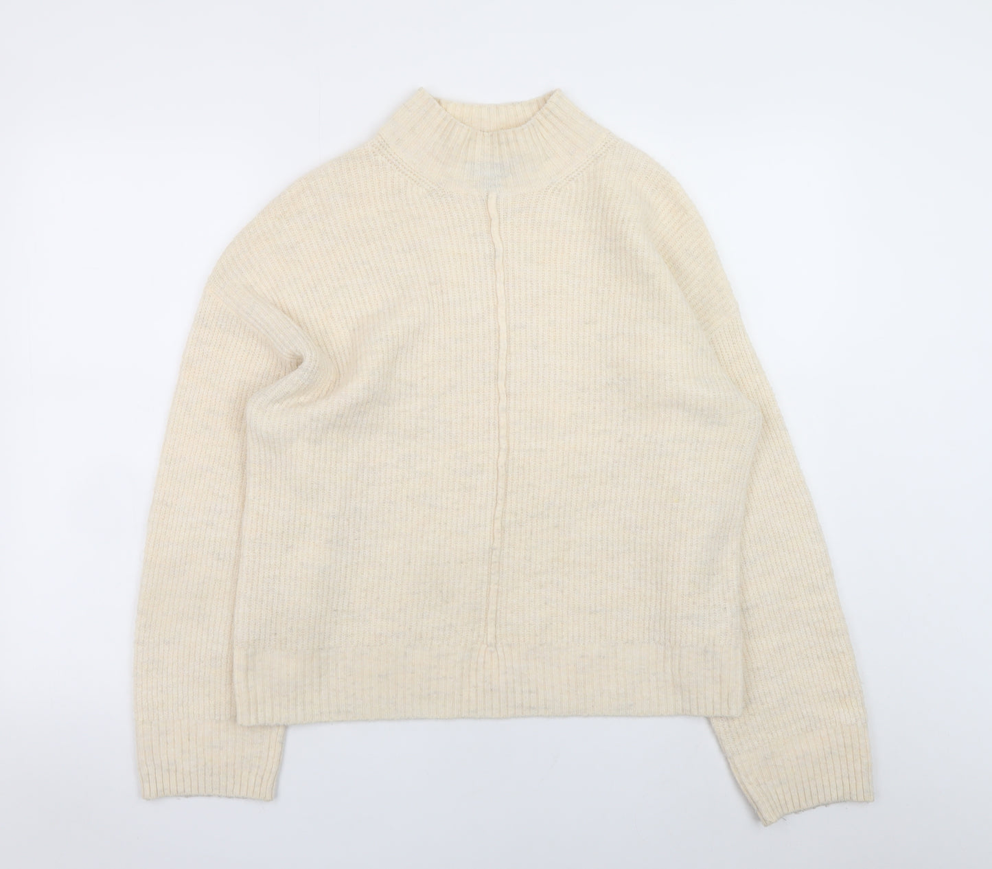 New Look Women’s Ivory Mock Neck Knit Pullover Jumper Medium