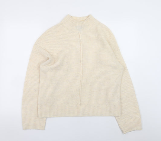 New Look Women’s Ivory Mock Neck Knit Pullover Jumper Medium