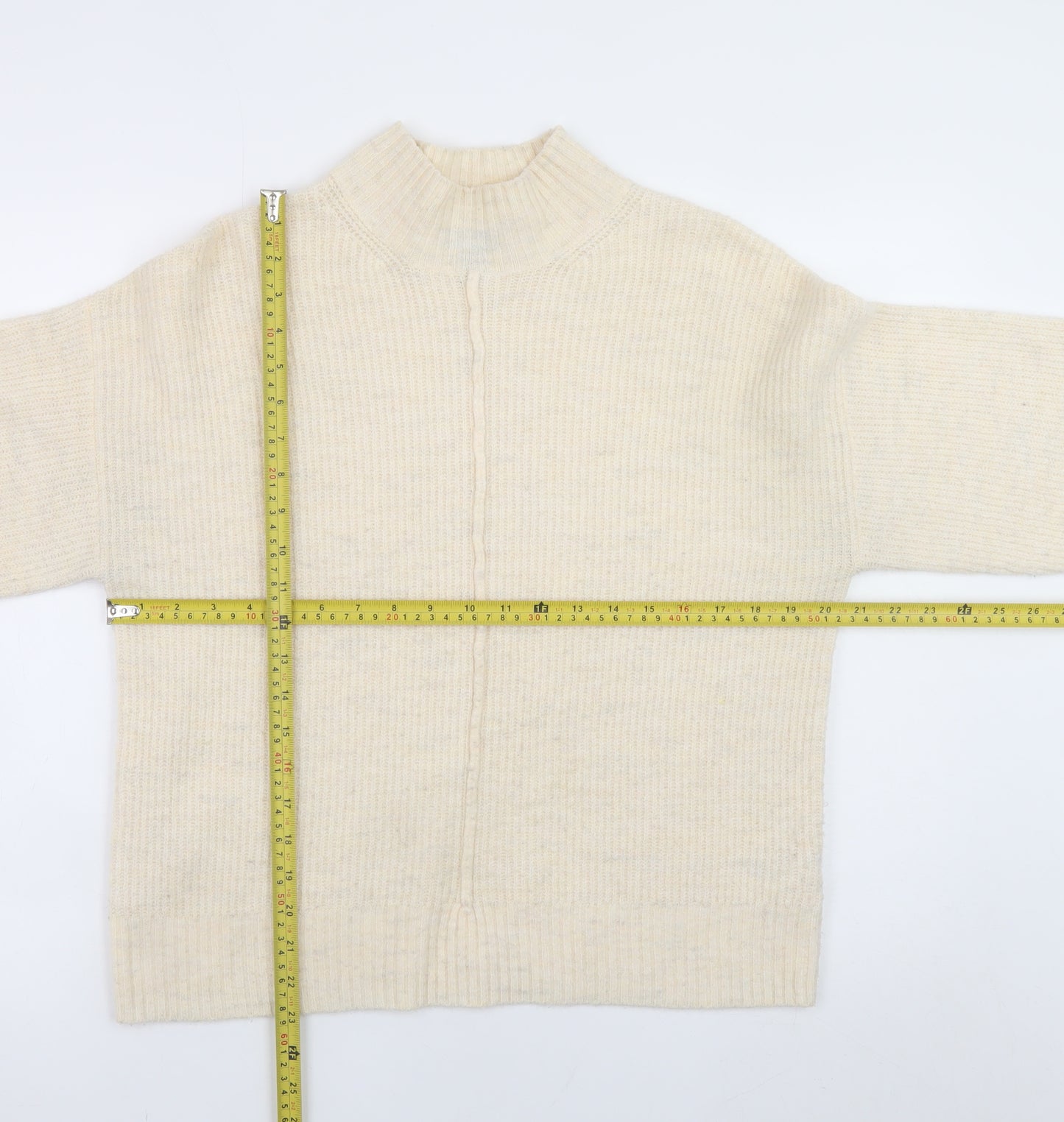 New Look Women’s Ivory Mock Neck Knit Pullover Jumper Medium