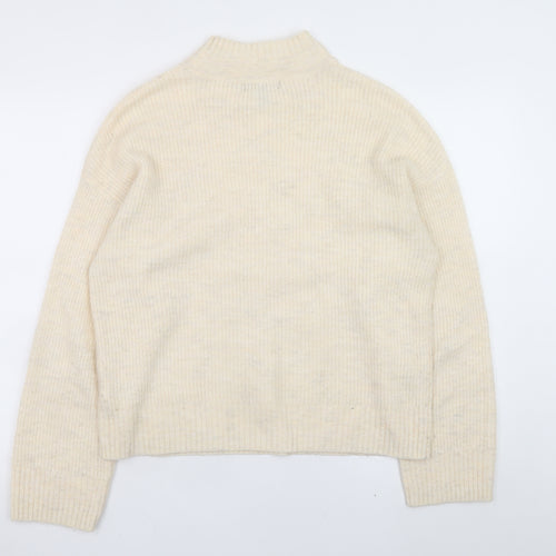 New Look Women’s Ivory Mock Neck Knit Pullover Jumper Medium