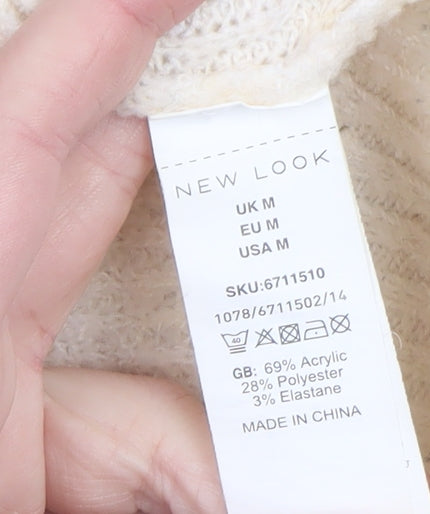 New Look Women’s Ivory Mock Neck Knit Pullover Jumper Medium