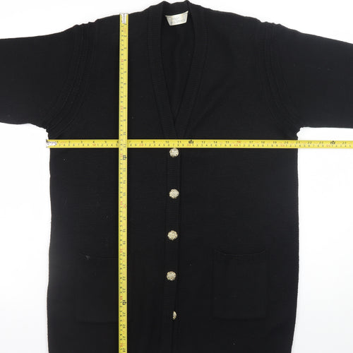 Marks and Spencer Women Black UK 12 Wool Blend Cardigan with Shoulder Pads