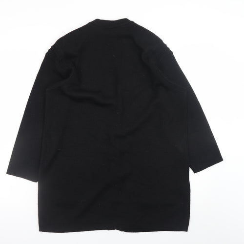 Marks and Spencer Women Black UK 12 Wool Blend Cardigan with Shoulder Pads