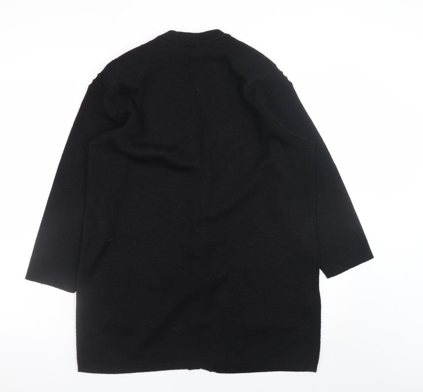 Marks and Spencer Women Black UK 12 Wool Blend Cardigan with Shoulder Pads