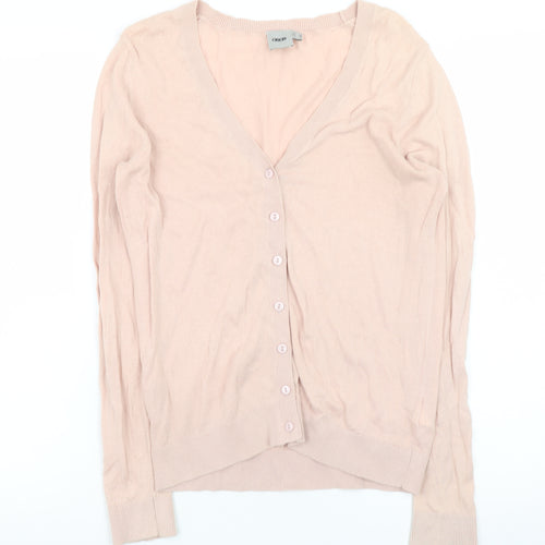 ASOS Women Pink V-Neck Cotton Long Sleeve Cardigan Size 8