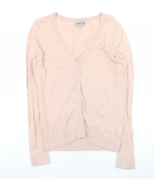 ASOS Women Pink V-Neck Cotton Long Sleeve Cardigan Size 8