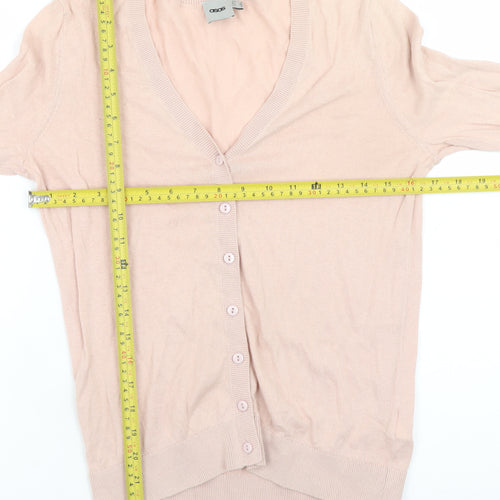 ASOS Women Pink V-Neck Cotton Long Sleeve Cardigan Size 8