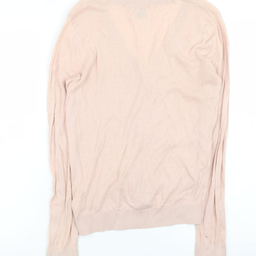 ASOS Women Pink V-Neck Cotton Long Sleeve Cardigan Size 8