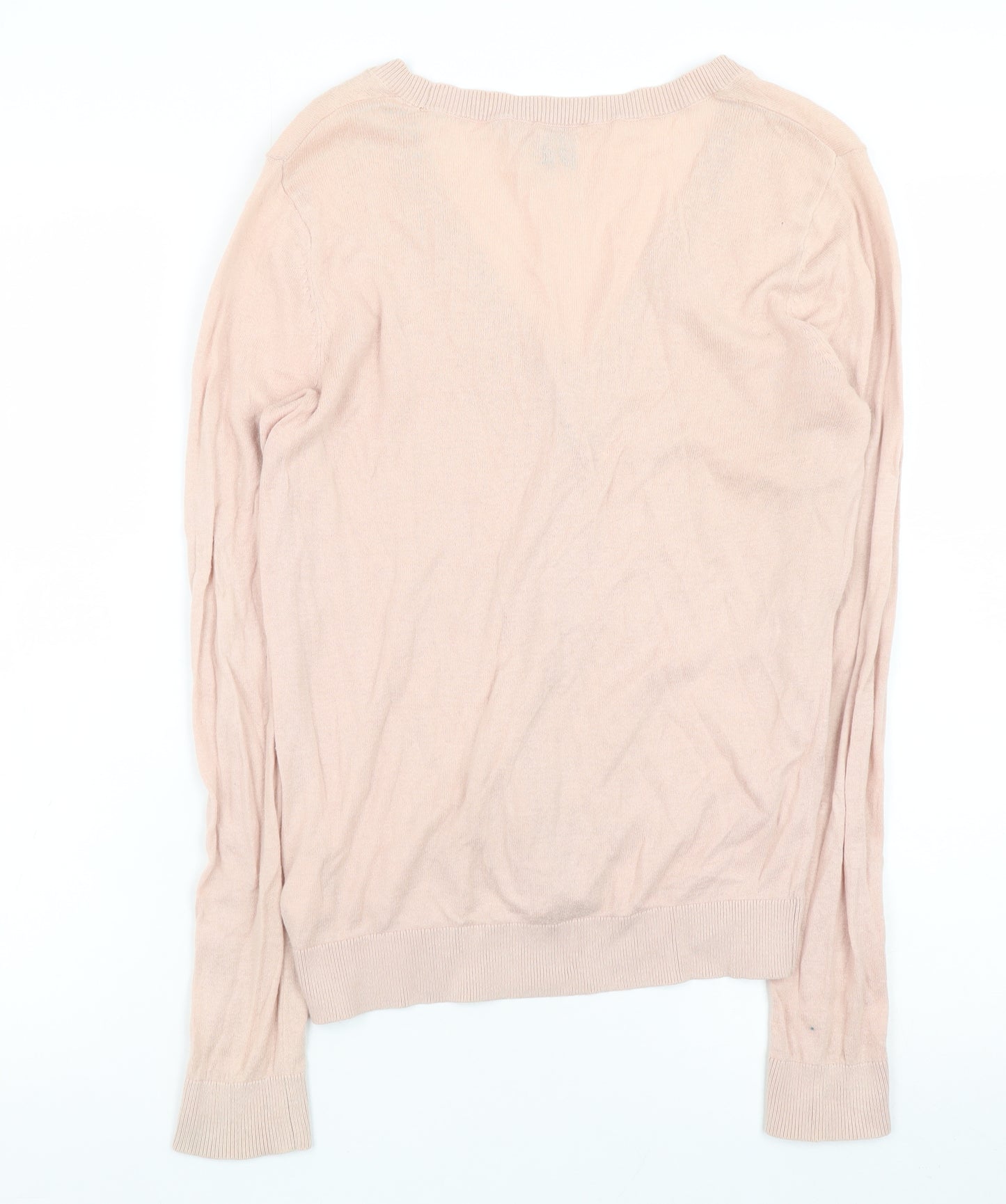 ASOS Women Pink V-Neck Cotton Long Sleeve Cardigan Size 8