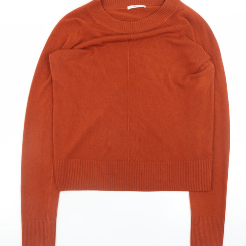 Tu Womens Orange Crew Neck Knit Jumper Size 12