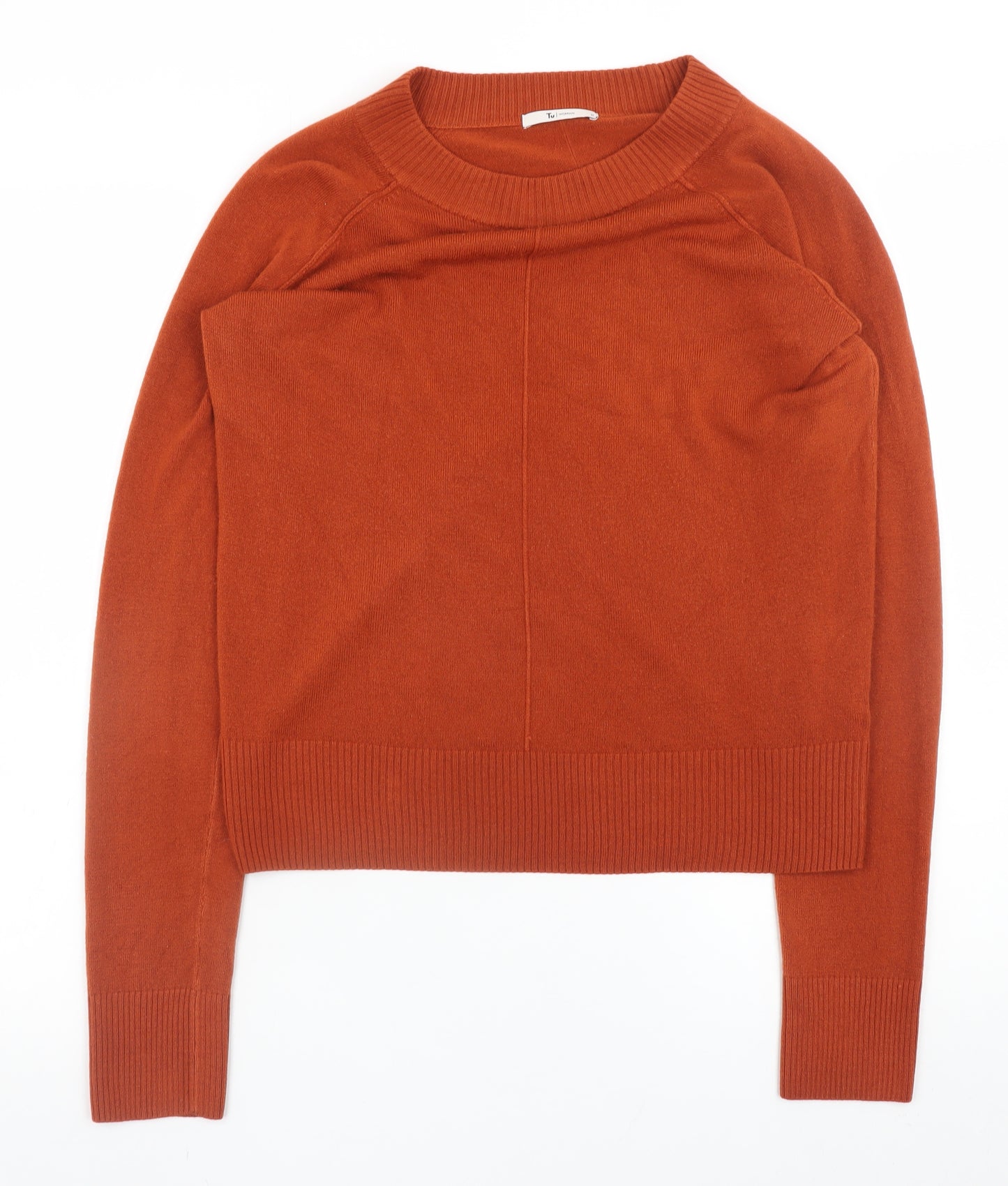 Tu Womens Orange Crew Neck Knit Jumper Size 12