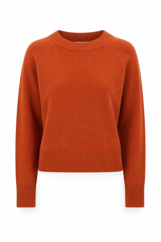 Front view of Tu women’s orange crew neck knit jumper, size UK 12