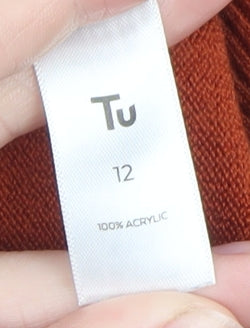 Tu Womens Orange Crew Neck Knit Jumper Size 12