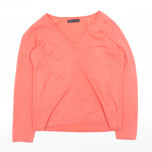 Marks and Spencer Women Pink V-Neck Acrylic Jumper Size 12