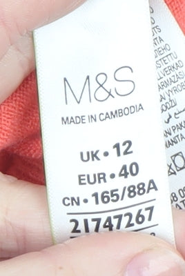 Marks and Spencer Women Pink V-Neck Acrylic Jumper Size 12
