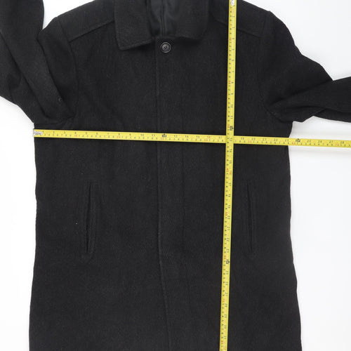 Karl Jackson Men's Black Wool Overcoat Large Classic Style