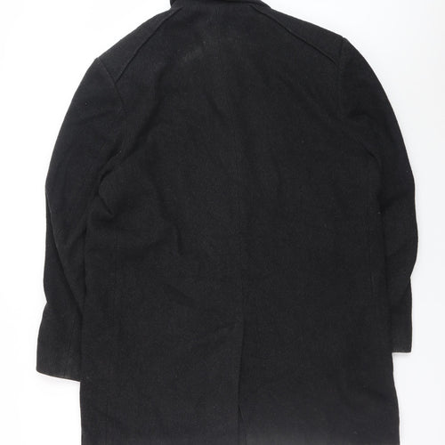 Karl Jackson Men's Black Wool Overcoat Large Classic Style