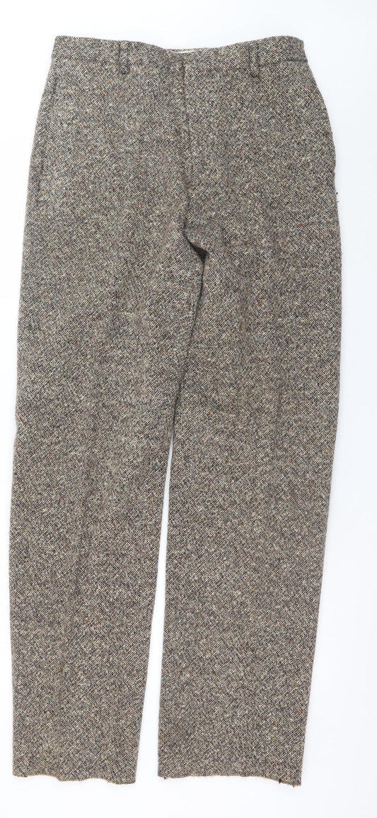 Nicole Farhi Men's Brown Wool Tweed Straight Trousers 32W