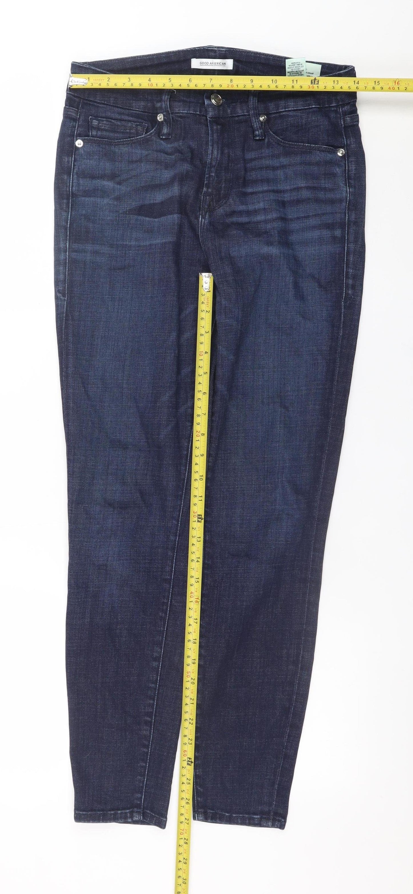 Good American Men's Blue Slim Fit Skinny Denim Jeans 26W Dark Wash