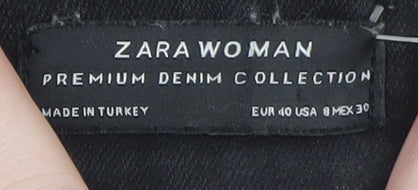 Zara Women Black Skinny Jeans Size 12 Red Stripe Premium Denim