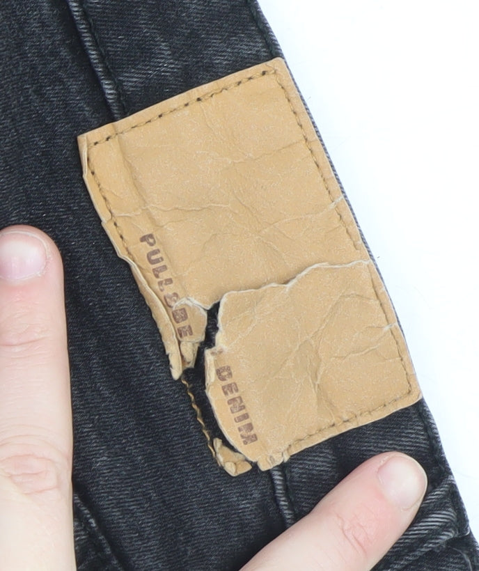 Pull&Bear Women’s Black Carrot Fit Distressed Jeans Size 14