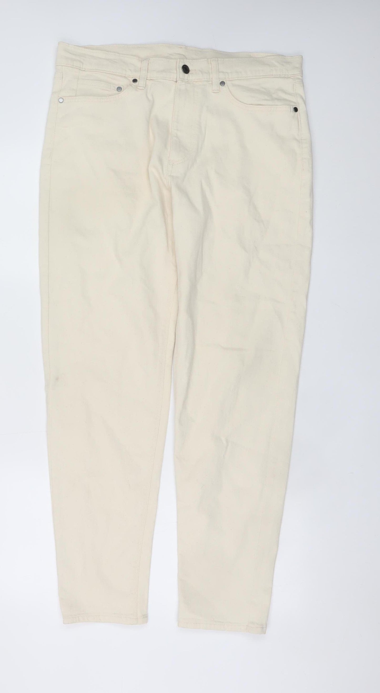Marks and Spencer Women's Beige Straight Leg Jeans Size 16 Regular