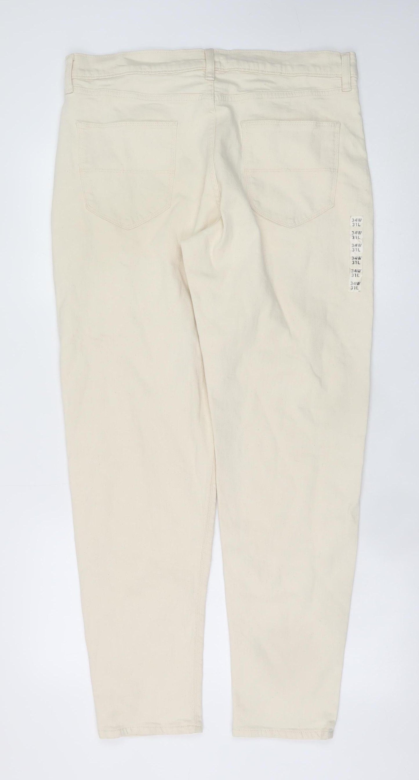 Marks and Spencer Women's Beige Straight Leg Jeans Size 16 Regular