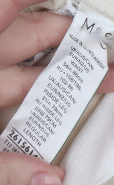 Marks and Spencer Women's Beige Straight Leg Jeans Size 16 Regular