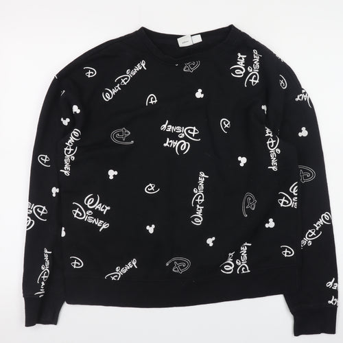 Disney Womens Black Sweatshirt Small 10/12 Crew Neck Long Sleeve Pullover