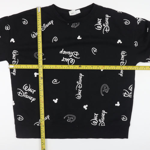 Disney Womens Black Sweatshirt Small 10/12 Crew Neck Long Sleeve Pullover